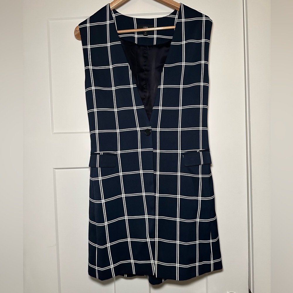 J. Crew Navy and White Plaid Sleeveless Vest - Picture 8 of 15